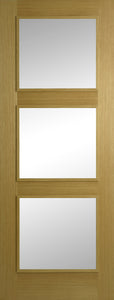 Contract Oak 3 Panel Clear Glass Varnished