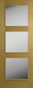 Contract Oak 3 Panel frosted Glass Varnished